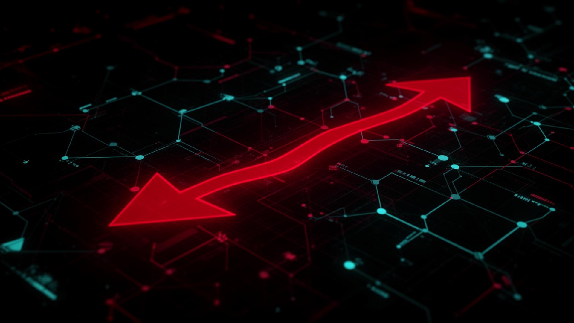 Red team adversary simulation — network topology with red attack vectors